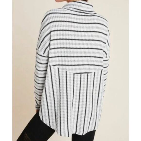 Anthropologie Saturday Sunday Pippa Hacci Top Womens Large Striped Cowl Neck - Picture 2 of 14